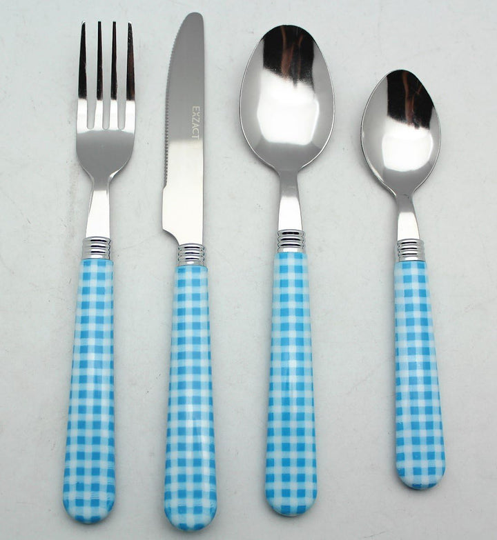 EXZACT Color Edelstahl-Besteck Set 24 Stück - 6 x Tafelgabeln, 6 x Tafelmesser, 6 x Abendessen Löffe