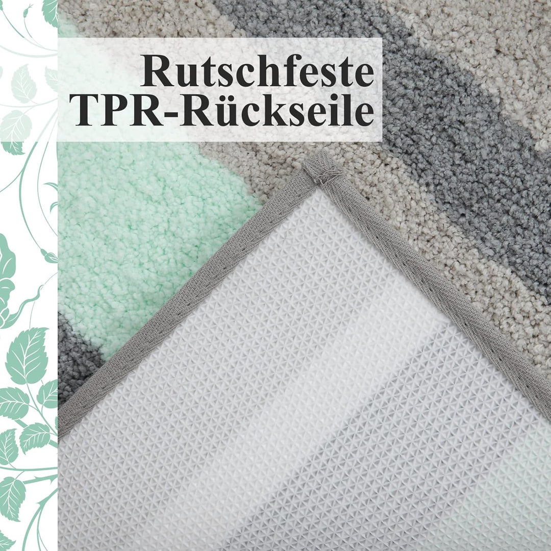 Homaxy rutschfest Badematten Set 2 teilig Mikrofaser Saugfähige Badteppich Set Weich Hochflor Badvor