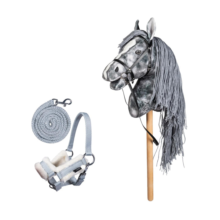 Holly & Claire HKM Hobby Horse Clara – Premium Steckenpferd grau-marmoriert inkl. Halfter & Führstri