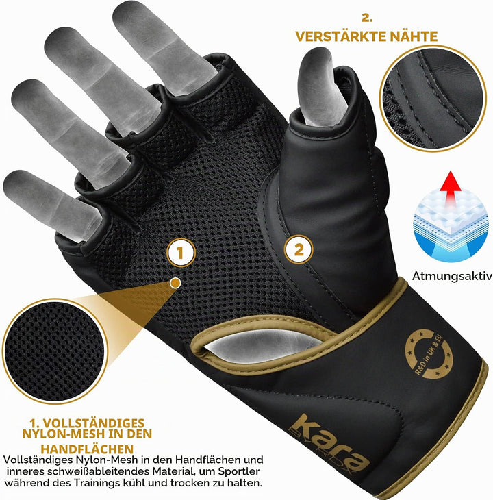 RDX Profi MMA Handschuhe Training, Kara Maya Hide Leder, Sparring Grappling Kampfsport Kickboxen Sch