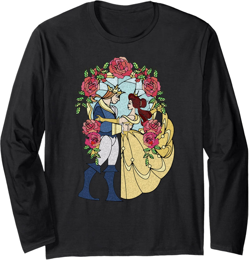 Disney Beauty And The Beast Belle And Beast Stained Glass Langarmshirt