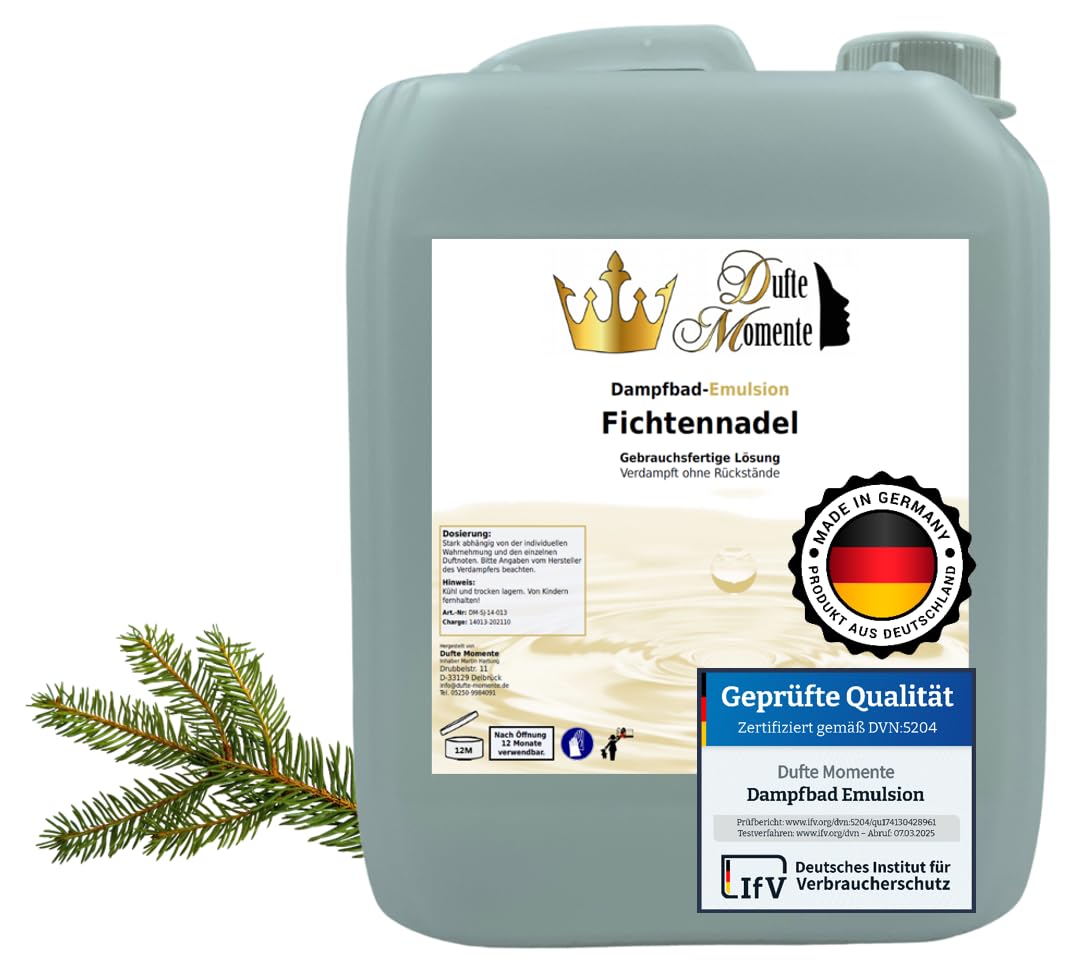 Dufte Momente | Dampfbad Emulsion 5 Liter Fichtennadel | geprüfte Qualität | mit naturreinen und nat