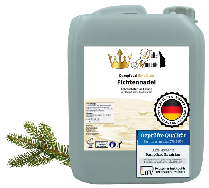 Dufte Momente | Dampfbad Emulsion 5 Liter Fichtennadel | geprüfte Qualität | mit naturreinen und nat