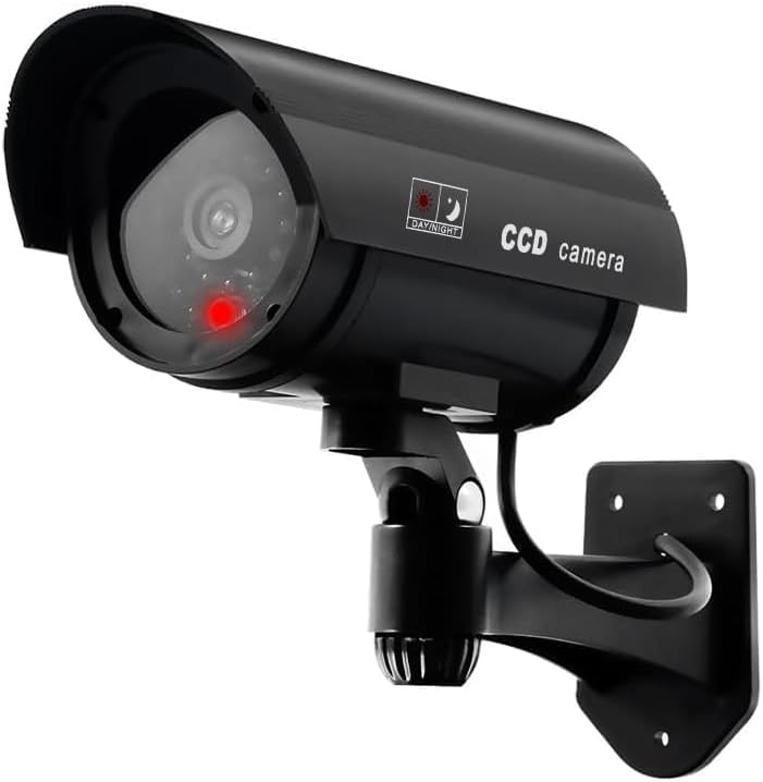 2 Stück Kamera Atrappe Aussen, Dummy Kamera Fake Überwachungskameras CCTV Kameraatrappe Sicherheitsk