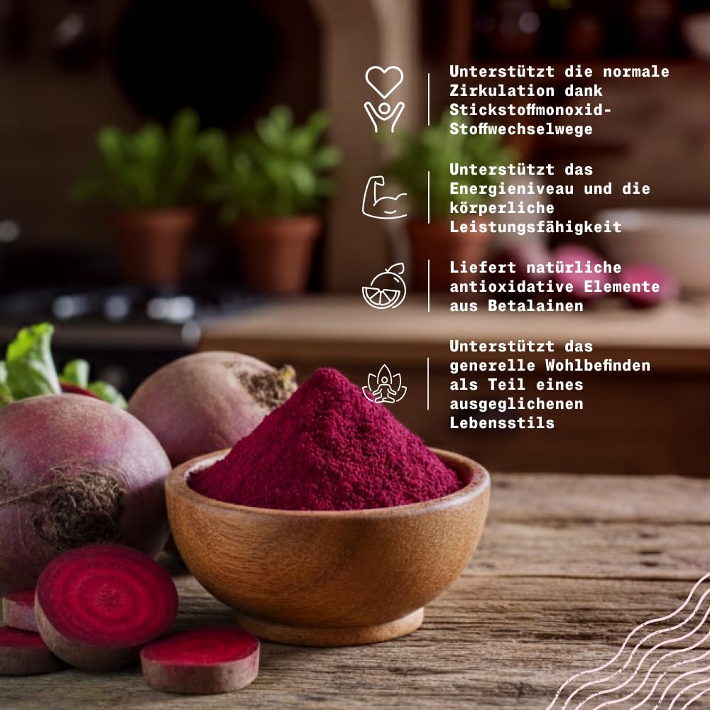 NaturaleBio Rote-Beete-Pulver 950g, Bio Rote-Bete-Pulver aus getrockneter Wurzel, reich an Nitraten
