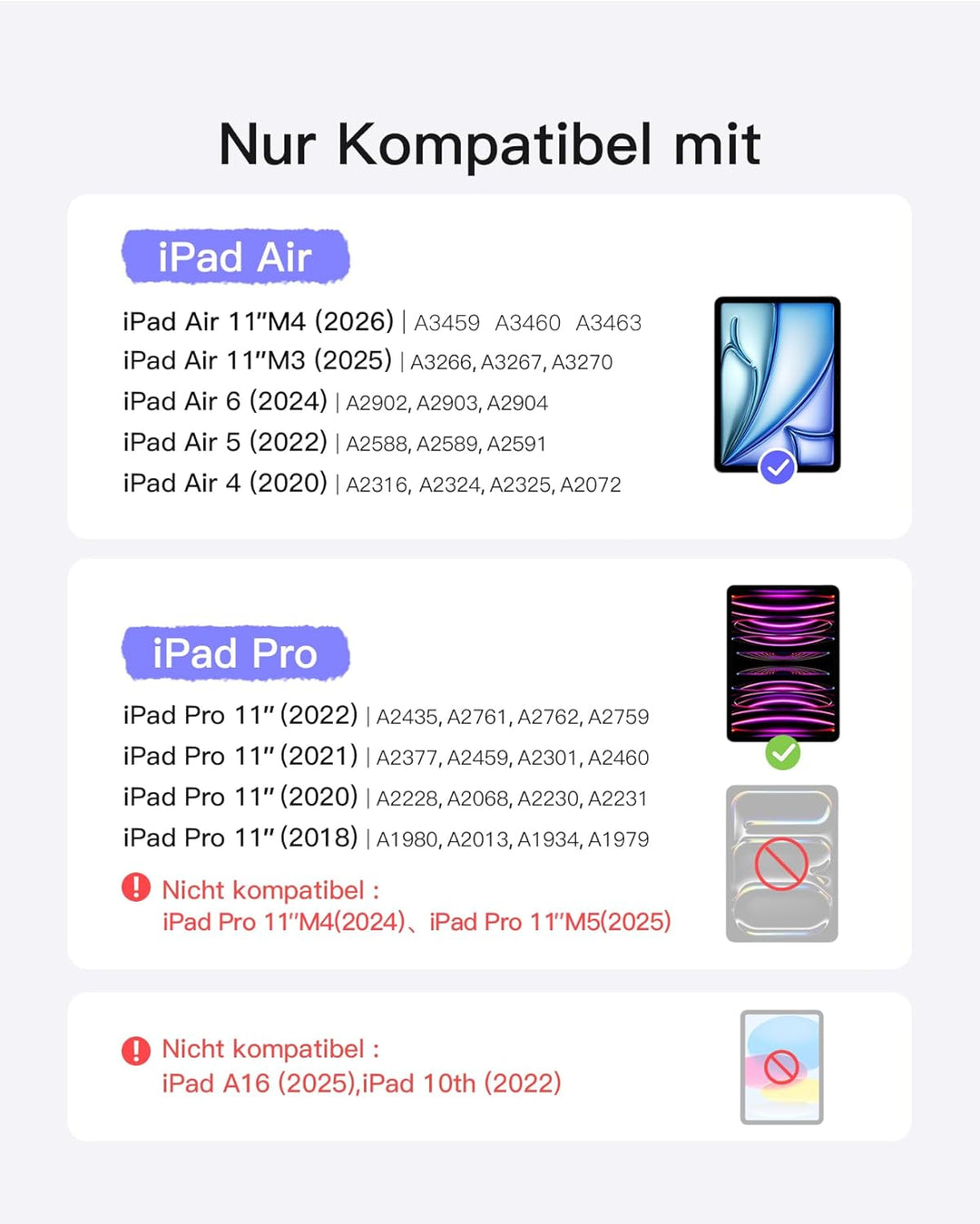 Inateck NeoMagic Magnetische Tastatur Hülle für Air 11" M4/M3/M2 (2026/2025/2024),Air 5/4,Pro 11 4/3