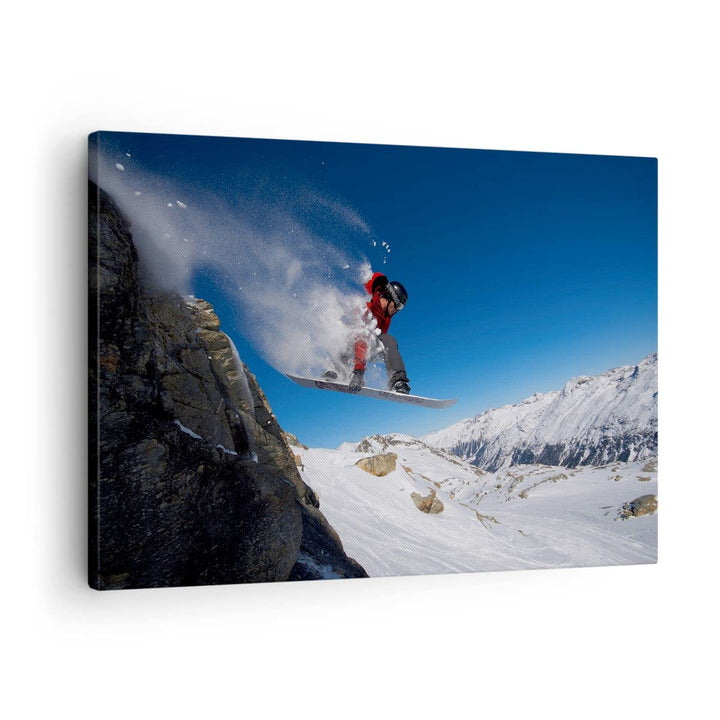 Bilder auf Leinwand Snowboard Winter Berg Gipfel Leinwandbild 70x50cm Wandbilder Dekoration Wohnzimm