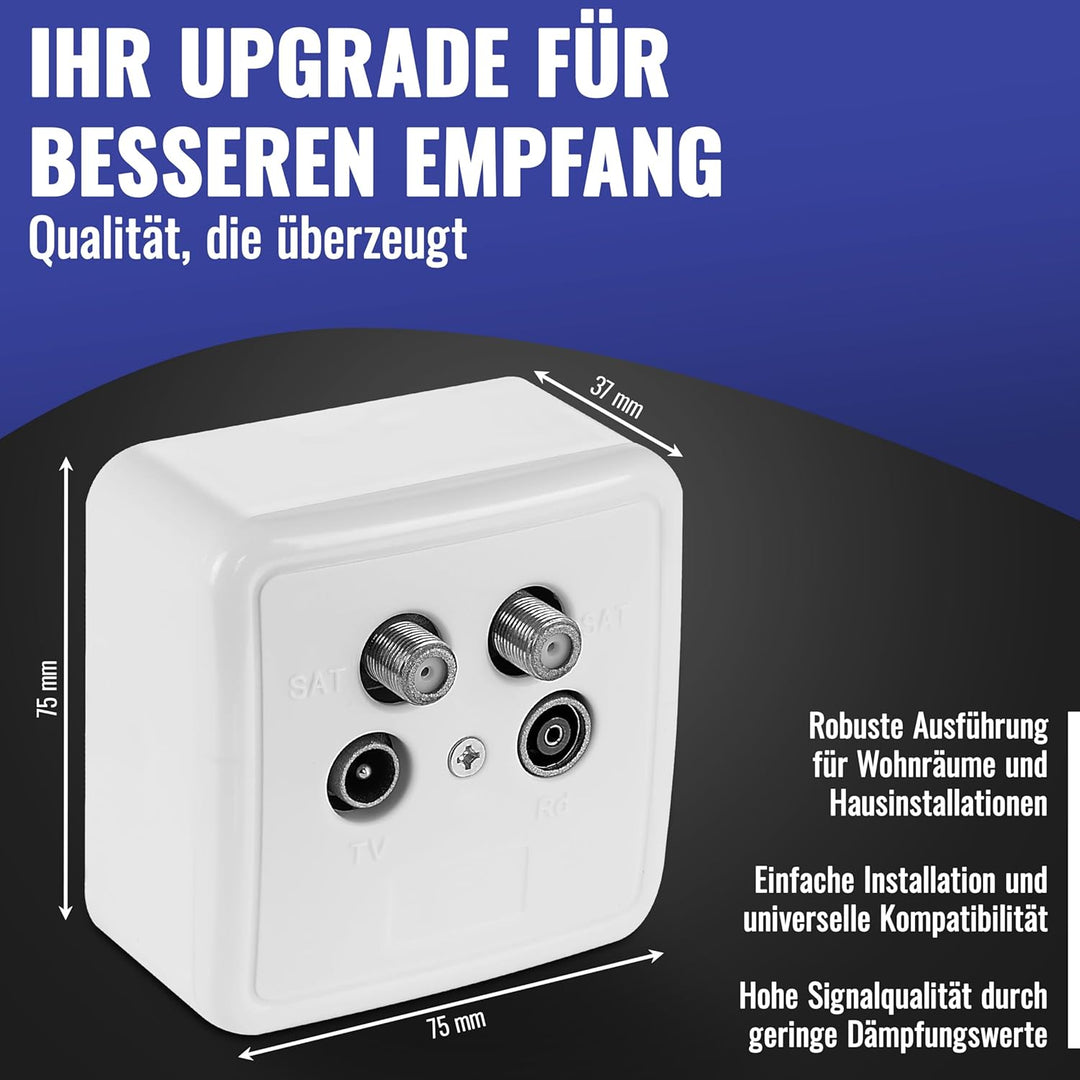 Poppstar 7x SAT Dose (4-Loch Antennendose), Enddose für SAT, TV und Kabel Anschluss (digital/analog)