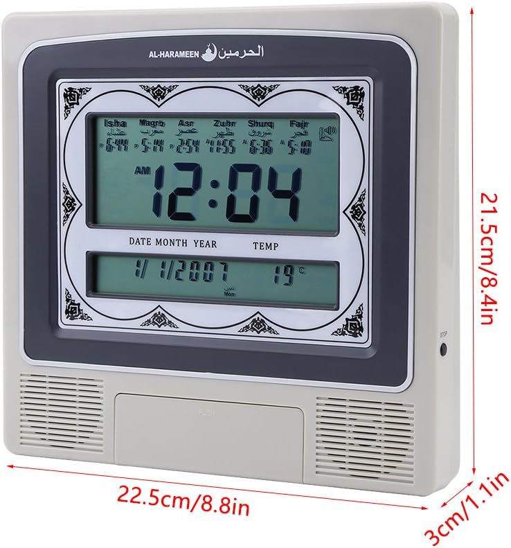 Muslimische Azan Uhr Table Clock, Islamisches Gebet Wanduhr, 1500 Städte Ezan Zeit für Grossstädte W