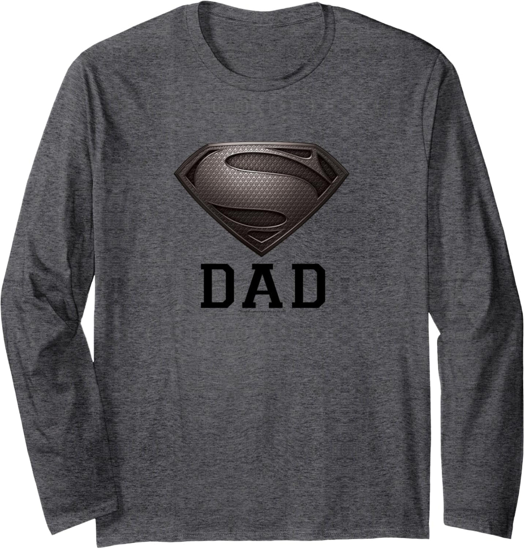 Superman Man of Steel Dad of Steel Gray Superpapa Langarmshirt