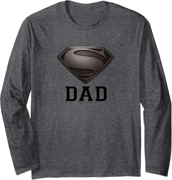 Superman Man of Steel Dad of Steel Gray Superpapa Langarmshirt