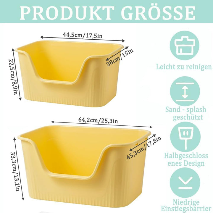 Katzenklo Gross 44x38x22cm, Katzenklo Hoher Rand Ohne Deckel, Katzentoiletten Offen, Spritzwasserges