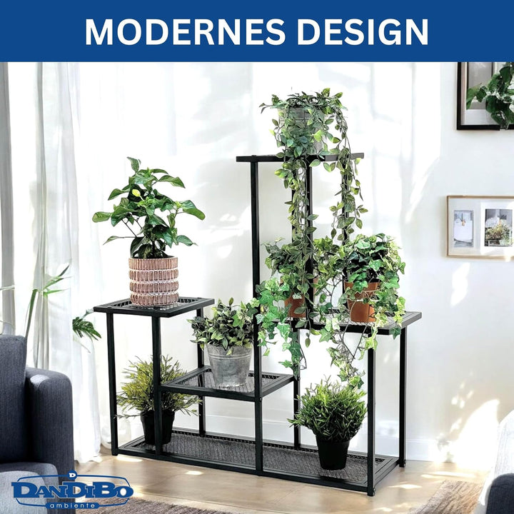 DanDiBo Blumentreppe Indoor Metall Schwarz 4 Ebenen 96579 Blumenständer Modern Pflanzentreppe Design