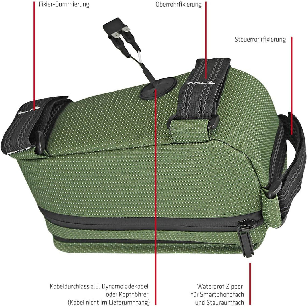 NC-17 Connect Universal XL Oberrohrtasche DOT / Fahrrad-, Smartphonetasche mit Klettverschluss, Stau
