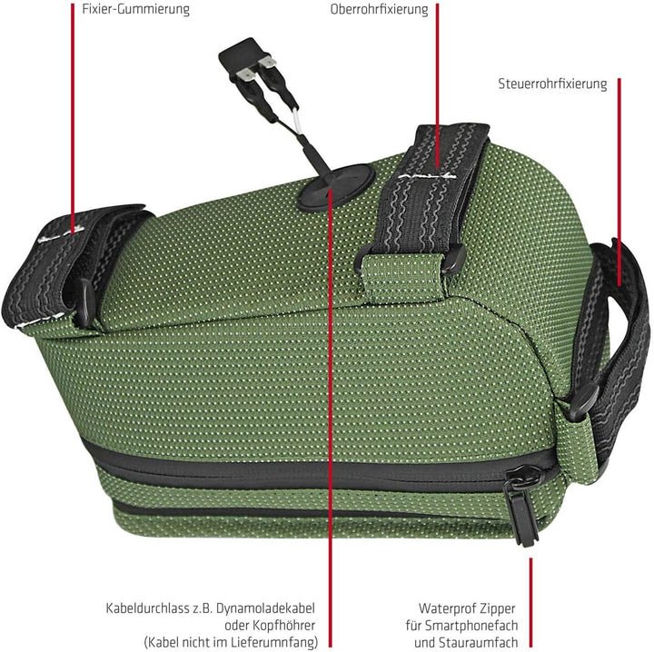 NC-17 Connect Universal XL Oberrohrtasche DOT / Fahrrad-, Smartphonetasche mit Klettverschluss, Stau