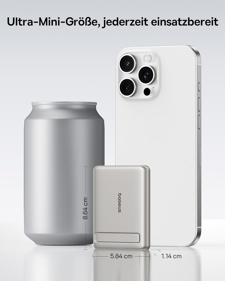 Baseus Mini MagSafe Powerbank 5000mAh Qi2-zertifiziertes mit Klappbarer Ständer, PD 20W Magnetische