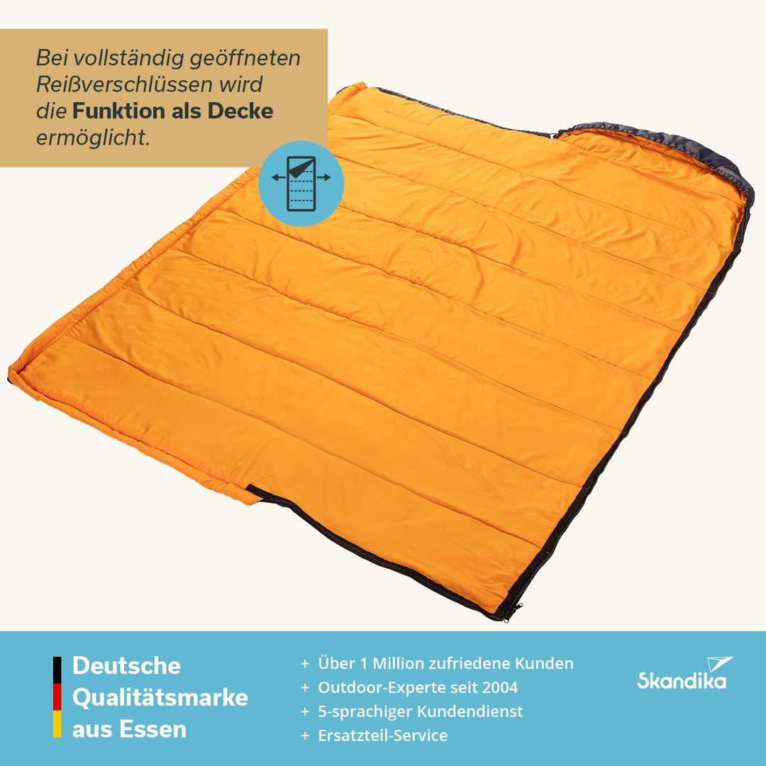 Skandika Deckenschlafsack Iceland Single | Schlafsack Outdoor für Erwachsene, 3 Jahreszeiten mit Bau