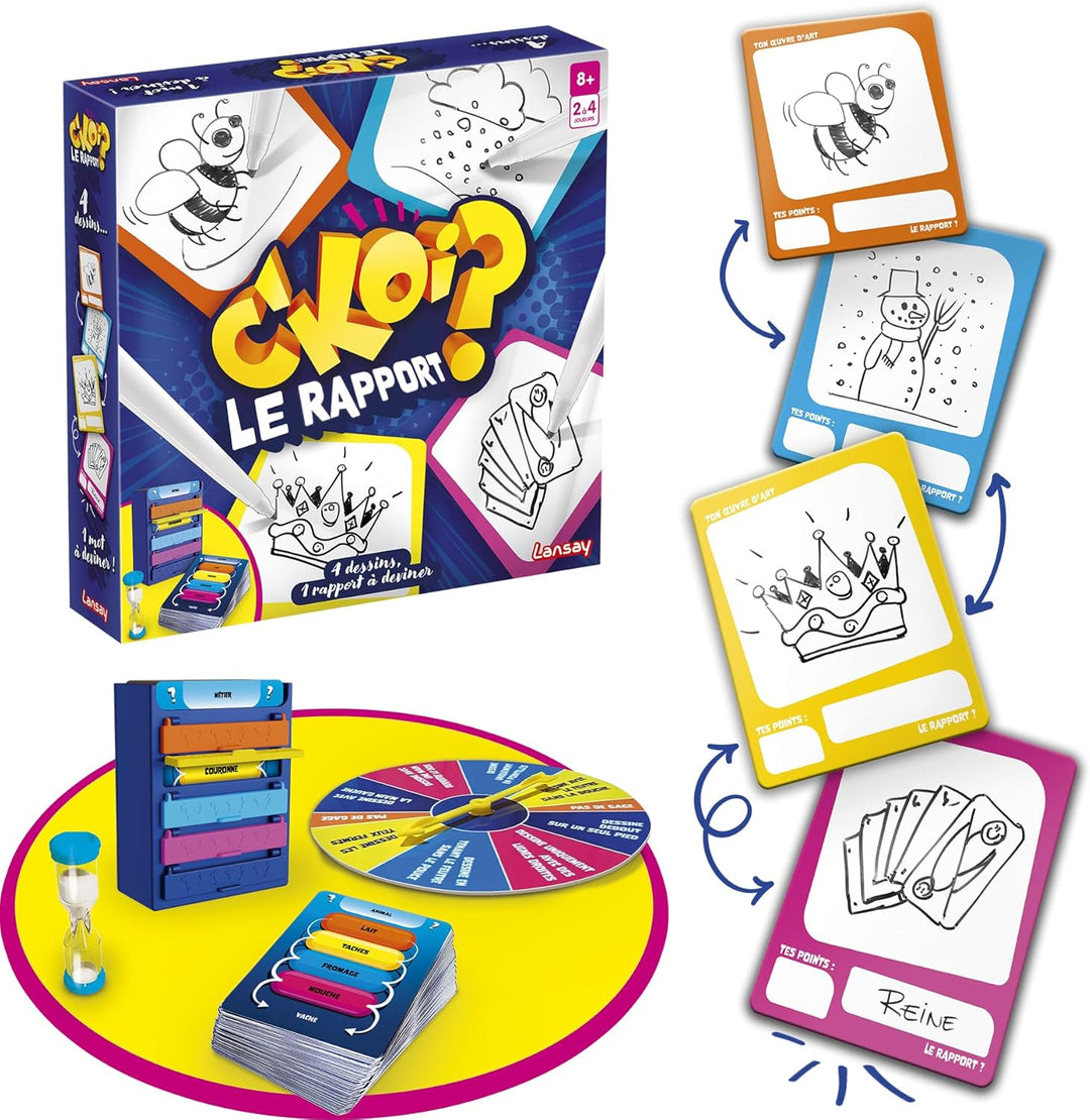 Lansay - C'KOI DER RAPPORT? Gesellschaftsspiel für Kinder ab 8 Jahren – 4 Zeichnungen und 1 Bericht