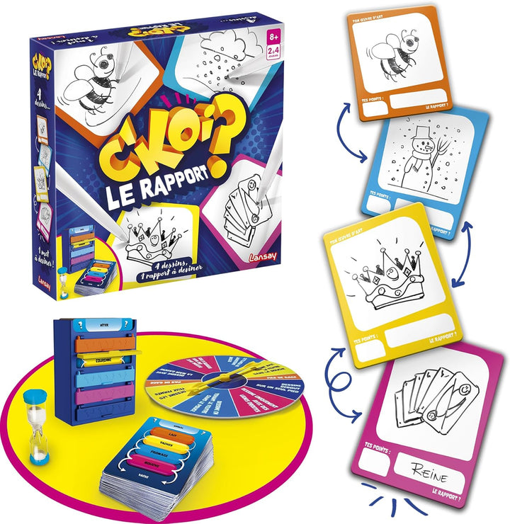 Lansay - C'KOI DER RAPPORT? Gesellschaftsspiel für Kinder ab 8 Jahren – 4 Zeichnungen und 1 Bericht