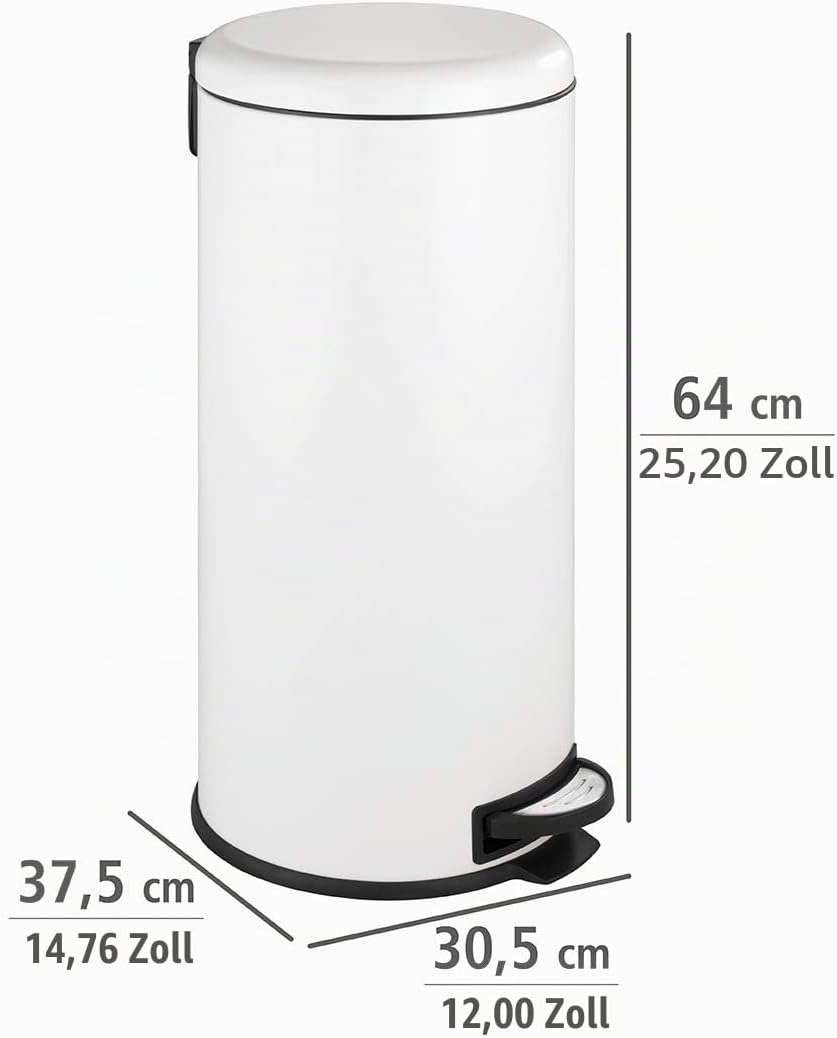WENKO Küchen Abfalleimer Leman, 30 Liter, Mülleimer mit Absenkautomatik, Tretfunktion, herausnehmbar