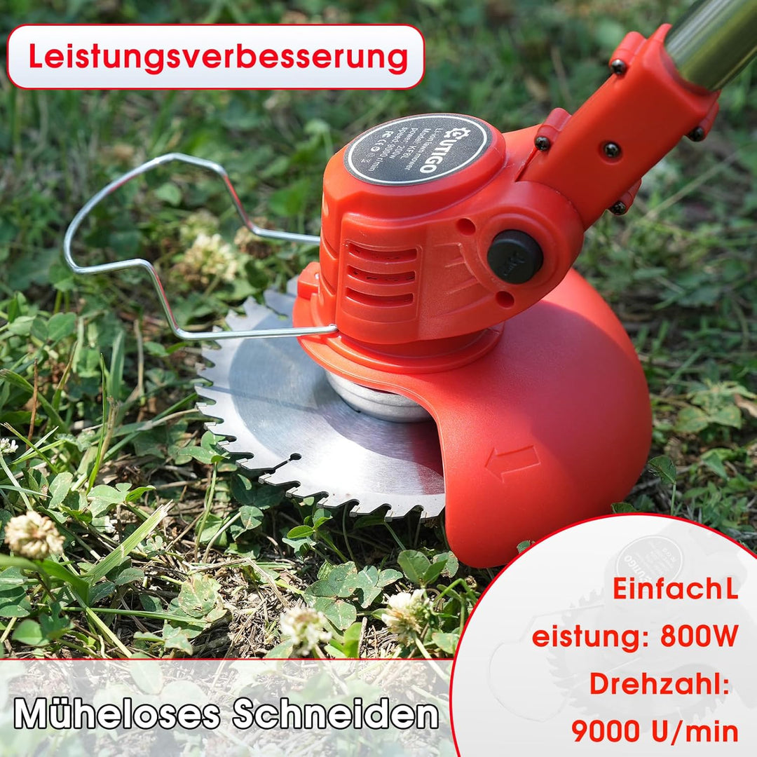 OUTIGO Akku-Rasentrimmer, batteriebetriebener Rasentrimmer mit 21 V, elektrischer Rasentrimmer ohne