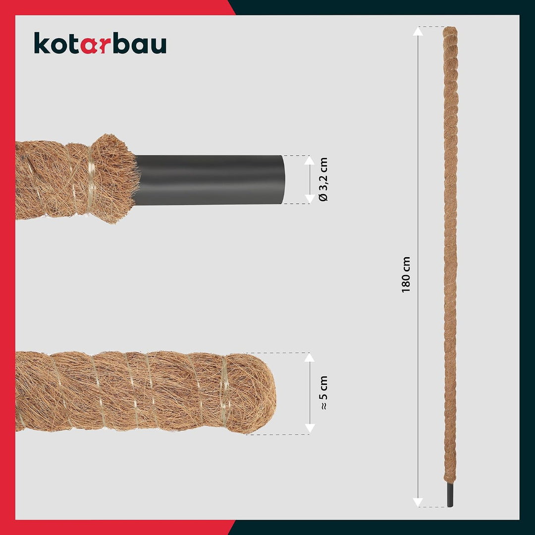 KOTARBAU® 4er Set Moosstab für Monstera Kokos Natural ⌀3,2 x 180cm Pflanzenstab Rankhilfe für Monste