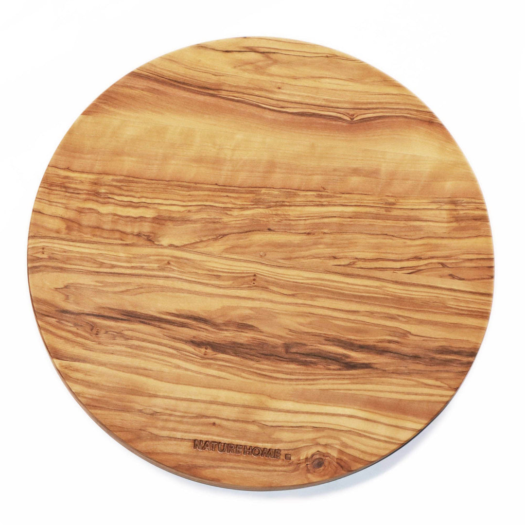 NATUREHOME Olivenholz Schneidebrett 20cm Rund - antibakterielles und antiseptisches Holzschneidebret