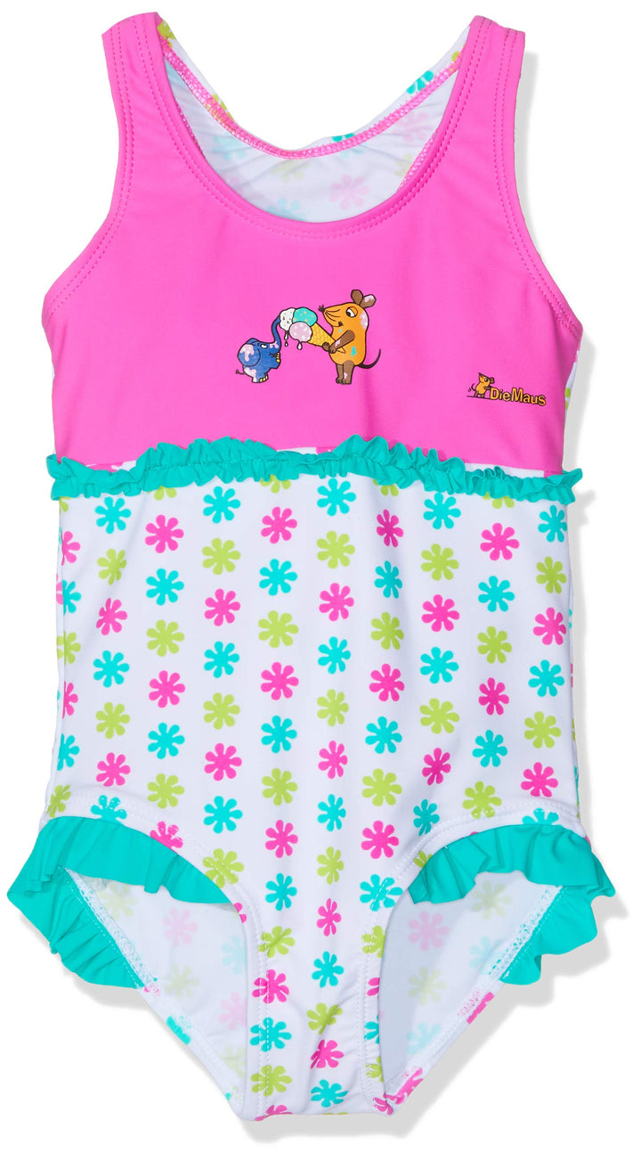 Playshoes Mädchen Uv-Schutz Badeanzug Schwimmanzug Badebekleidung 98-104 Die Maus Blumen, 98-104 Die