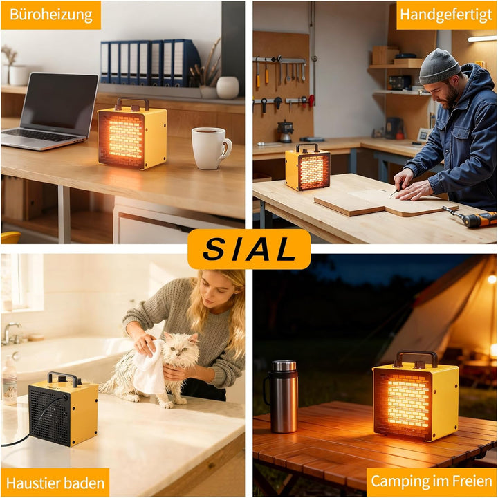 SIAL 2000W Industrie-PTC-Lüfterheizung, leistungsstarke geneigte Heizung, geeignet für Werkstatt, Ga