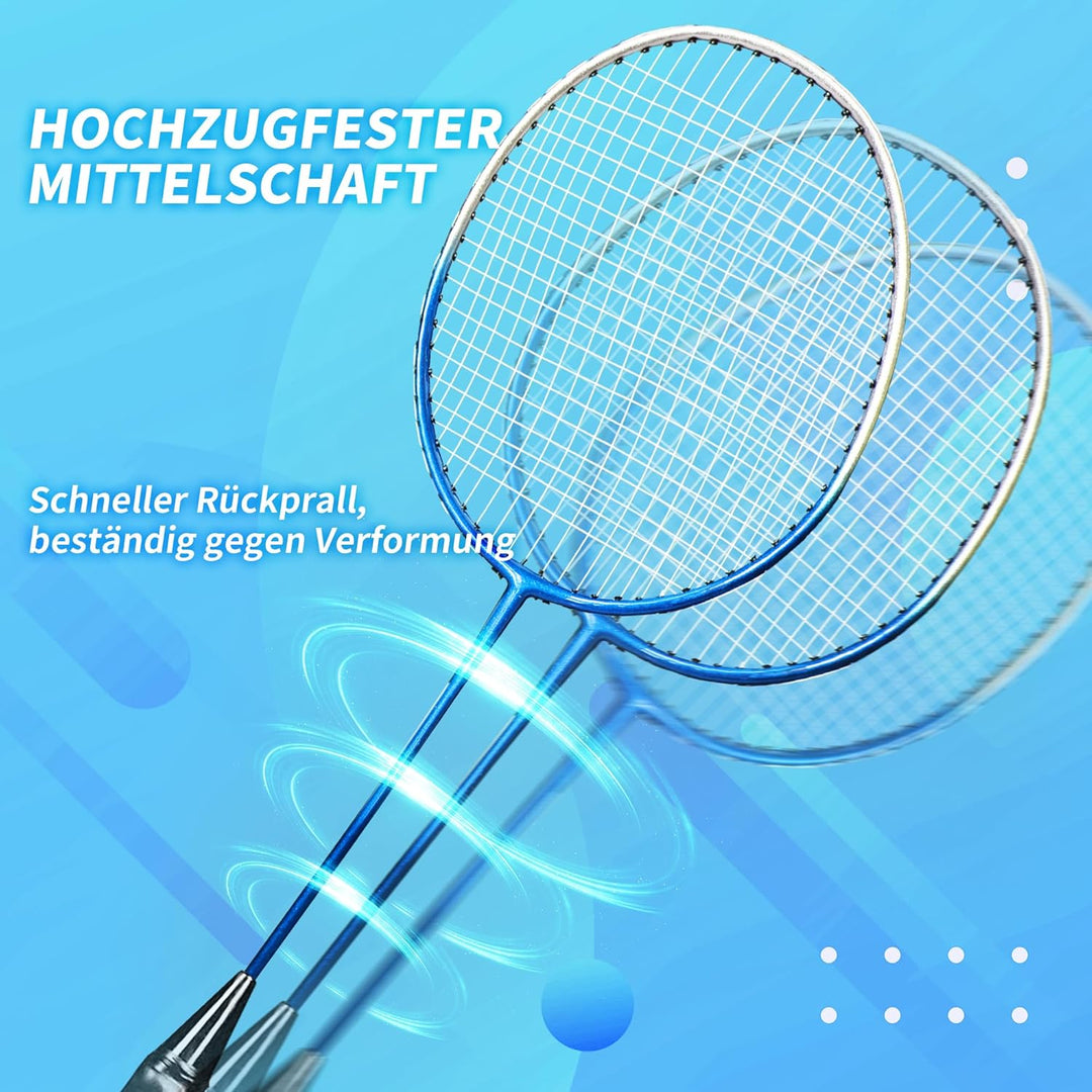 Federball Set, Badminton Set 2 oder 4 Schläger Badmintonschläger 2 oder 4 Federbälle und Tragetasche