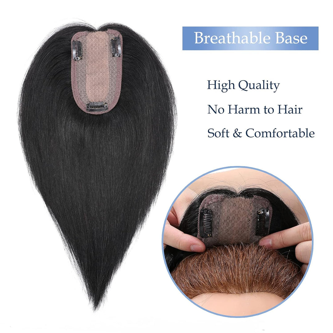 Silk-co Topper Extensions Echthaar Clip in Extensions Echthaar Toupet für Frauen Toupee Haarverlänge