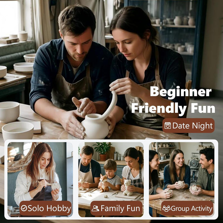 Töpferset, Lufttrocknendes Ton-Set für Erwachsene & Anfänger, Komplettes DIY Töpfern-Set mit Lufttro