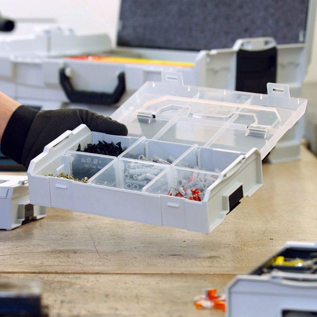 Bosch Sortimo L-BOXX mini Aufbewahrungsbox schwarz Deckel transparent 3 Stück im Set |Mini-Werkzeugk