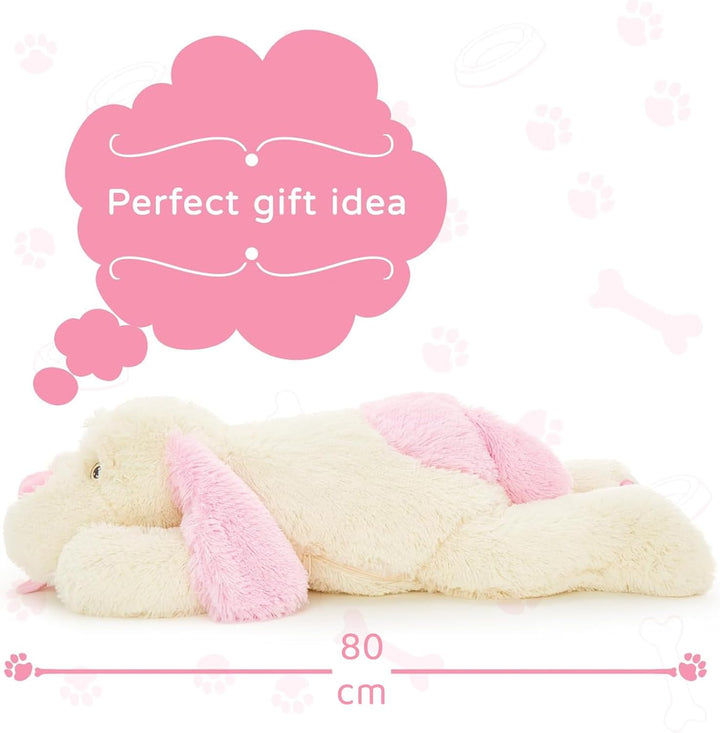 MorisMos 80cm lang Hund Kuscheltier gross XXL, weich Rosa Hund Plüschtier Stofftier, riesen Gefüllte