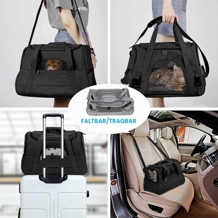 kleine Hunde Transportbox,transportbox Katze, Atmungsaktive und Faltbare Hundebox mit Verstellbarem,