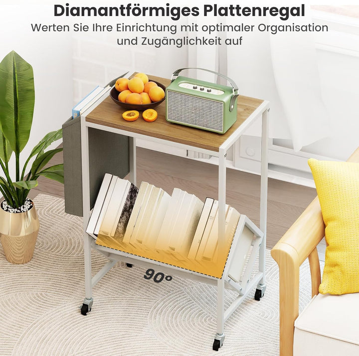 COSTWAY Plattenspieler Regal, Schallplattenregal mit Vinylaufbewahrung & Zeitschriftenhalter, Schall