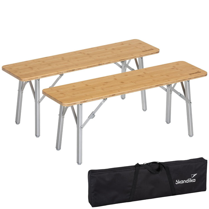 Skandika Sitzbank Tolja 2er Set | Campingbank aus Bambus, 100 x 27 x 39 cm, bis 200 kg belastbar, we