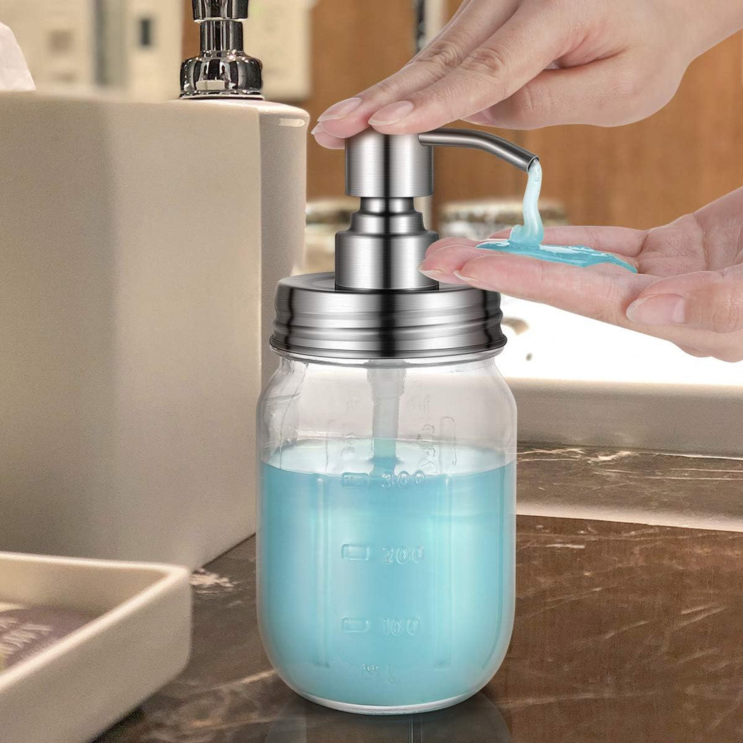 TOPBATHY Seifenspender mit Edelstahlpumpe Glas Flüssigseifen-Spender für Küche Badezimmer Shampoo Öl