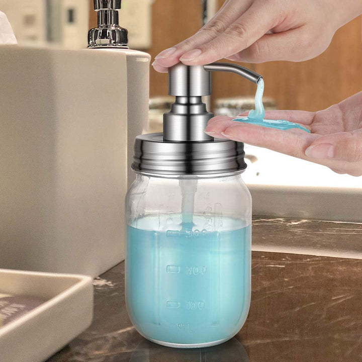 TOPBATHY Seifenspender mit Edelstahlpumpe Glas Flüssigseifen-Spender für Küche Badezimmer Shampoo Öl