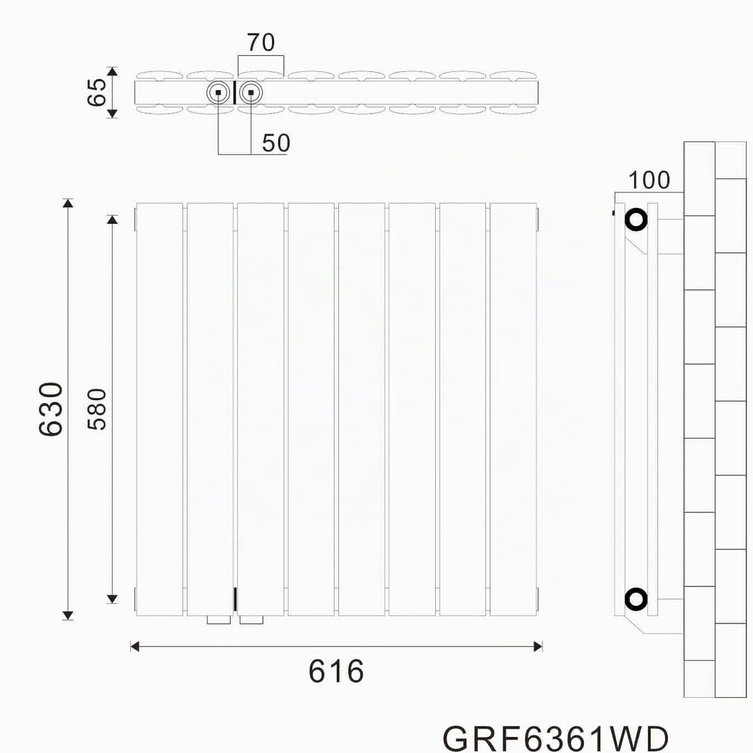 ELEGANT Design Heizkörper 630x616mm Doppellagig Badezimmer/Wohnraum Seitenanschluss Weiss Flachheizk