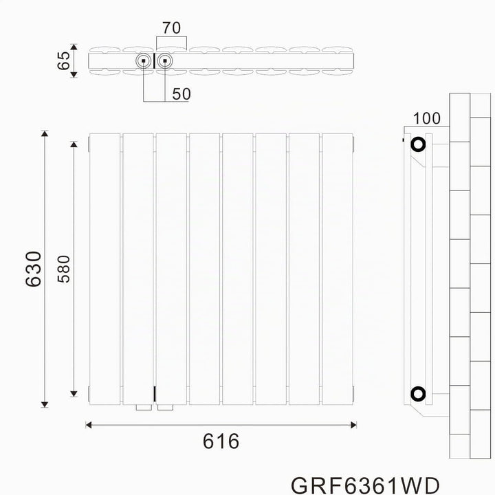 ELEGANT Design Heizkörper 630x616mm Doppellagig Badezimmer/Wohnraum Seitenanschluss Weiss Flachheizk