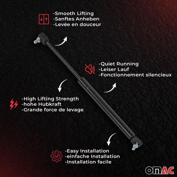 OMAC 2x Heckklappendämpfer Gasfeder Dämpfer kompatibel mit Toyota Hilux 2005-2015 Edelstahl, Hilux 2