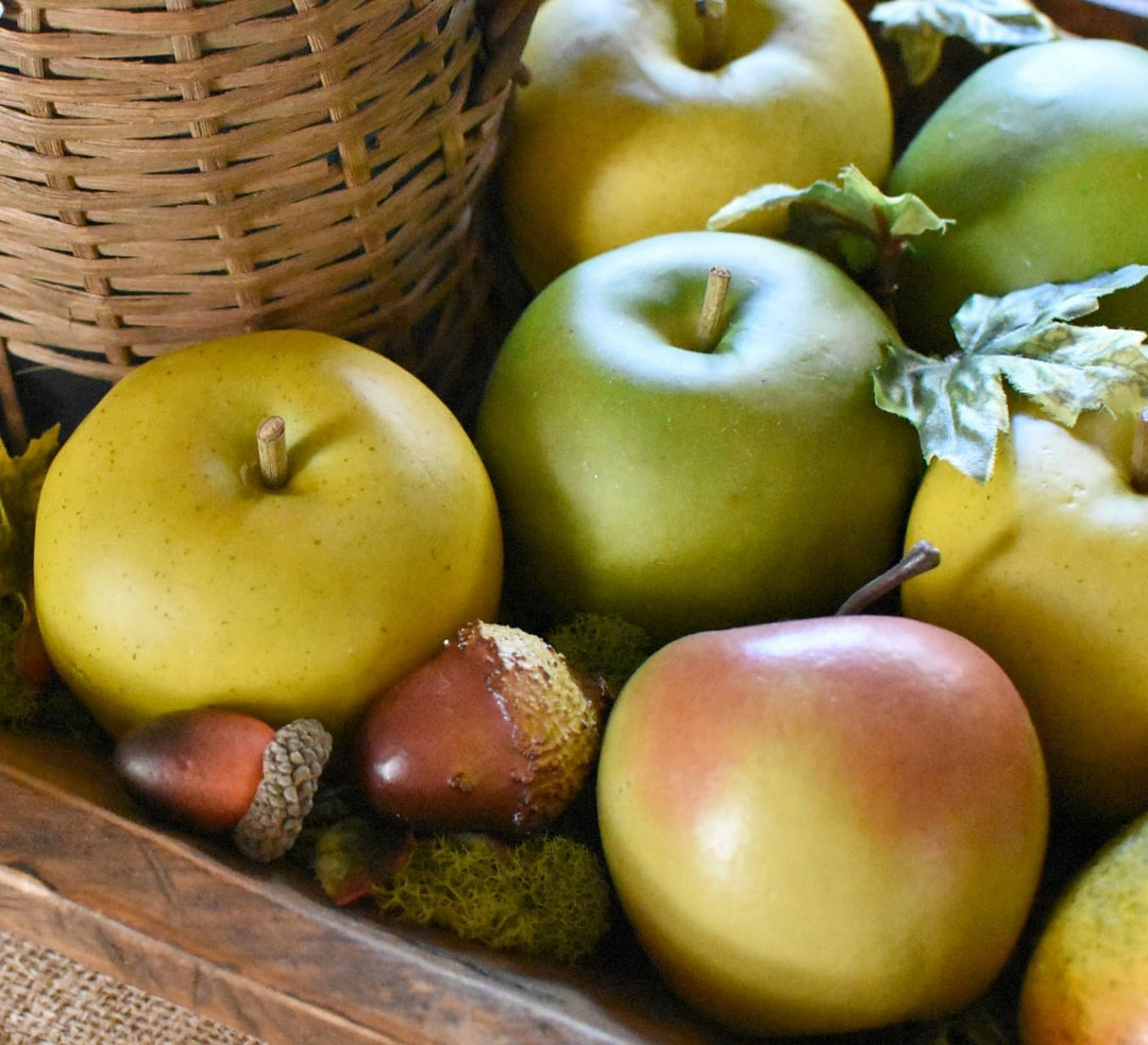 Künstlicher Deko Apfel, 10 Stück (Gelb, 90-120 g/St) Lebensechtes Plastikobst, Plastikfrucht, Kunsto