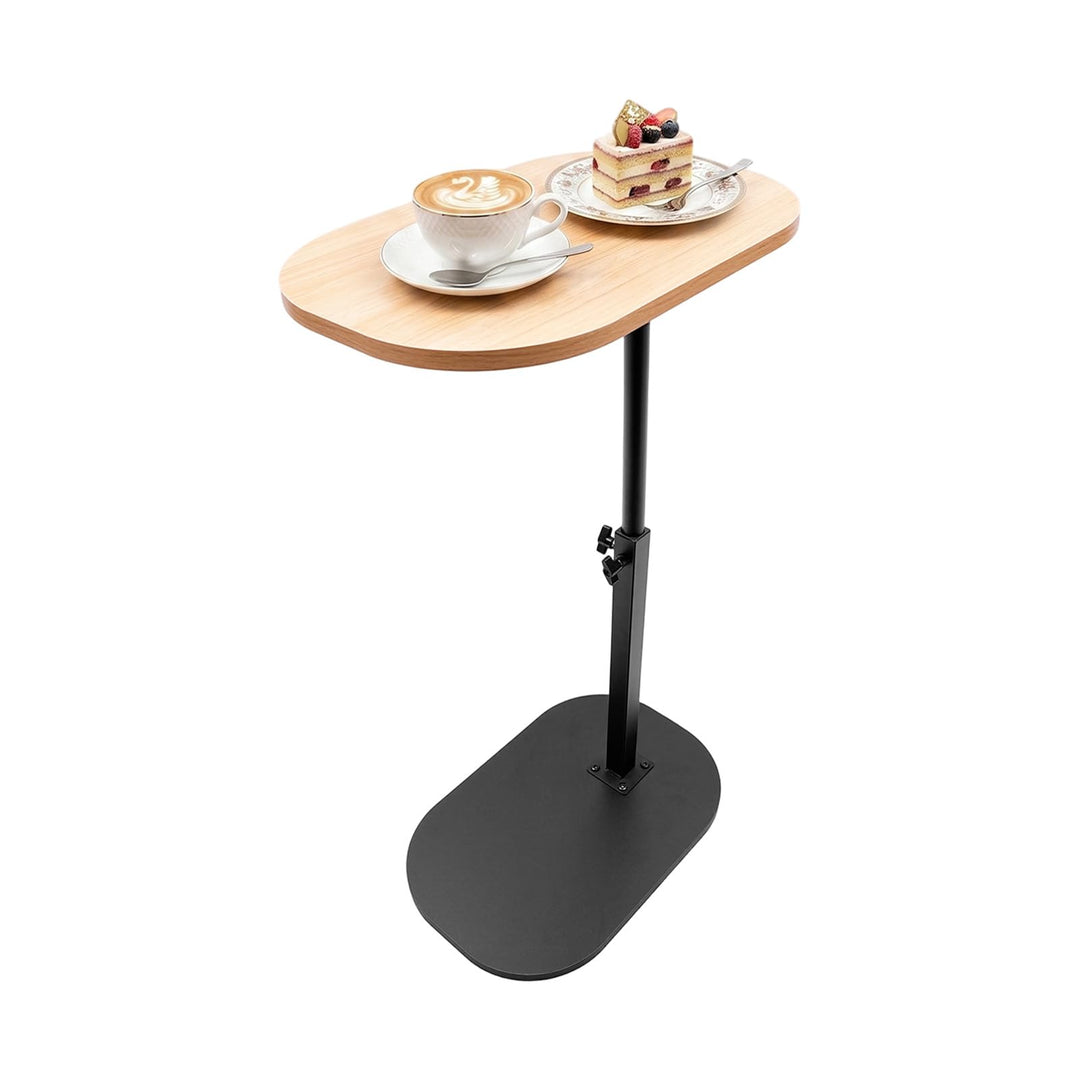 45-80 cm Einstellbare Höhe C Mobiler Schreibtisch, Holz Beistelltische mit Rollen, C-Form Laptoptisc