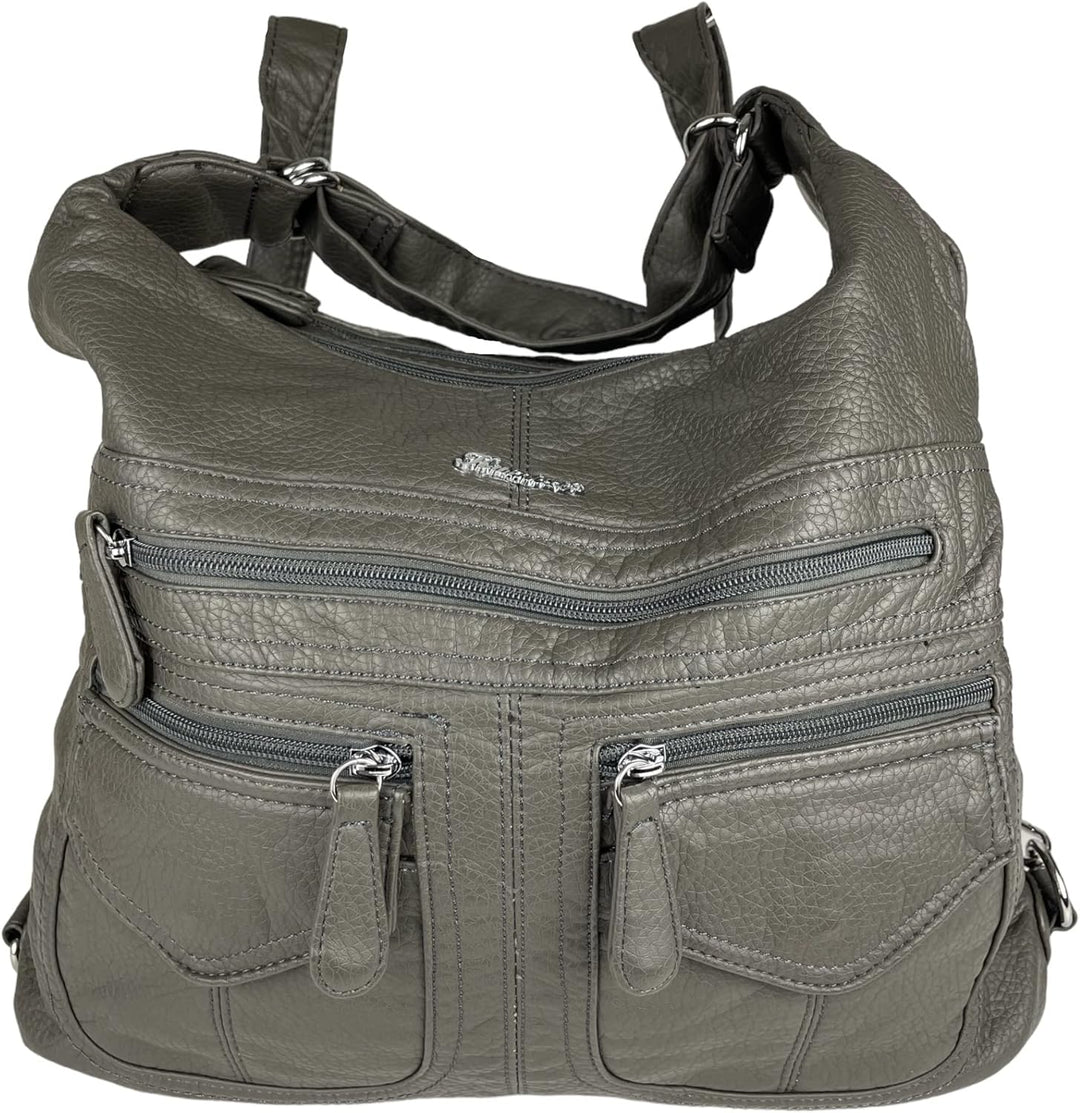 kennydoo Rucksacktasche I 2in1 Damen Rucksack und Handtasche in Einem I Schultertasche einfarbig uni