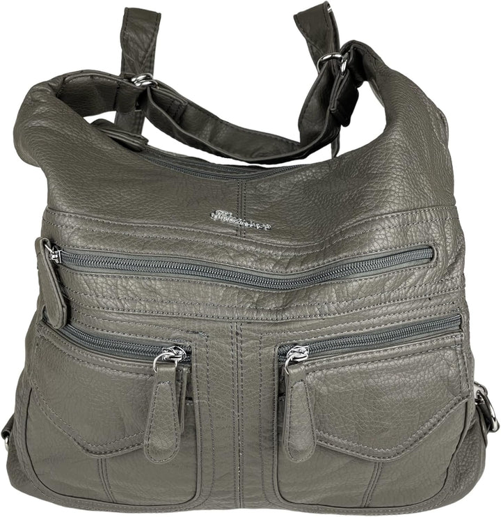 kennydoo Rucksacktasche I 2in1 Damen Rucksack und Handtasche in Einem I Schultertasche einfarbig uni