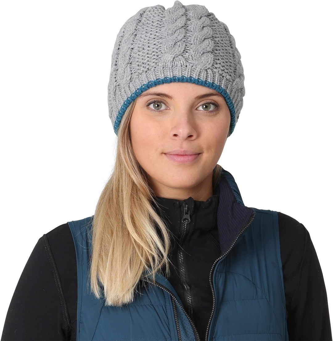 TrailHeads Damen Zopfstrickmütze mit Fleecefutter | Wintermütze Einheitsgrösse grau meliert, Einheit