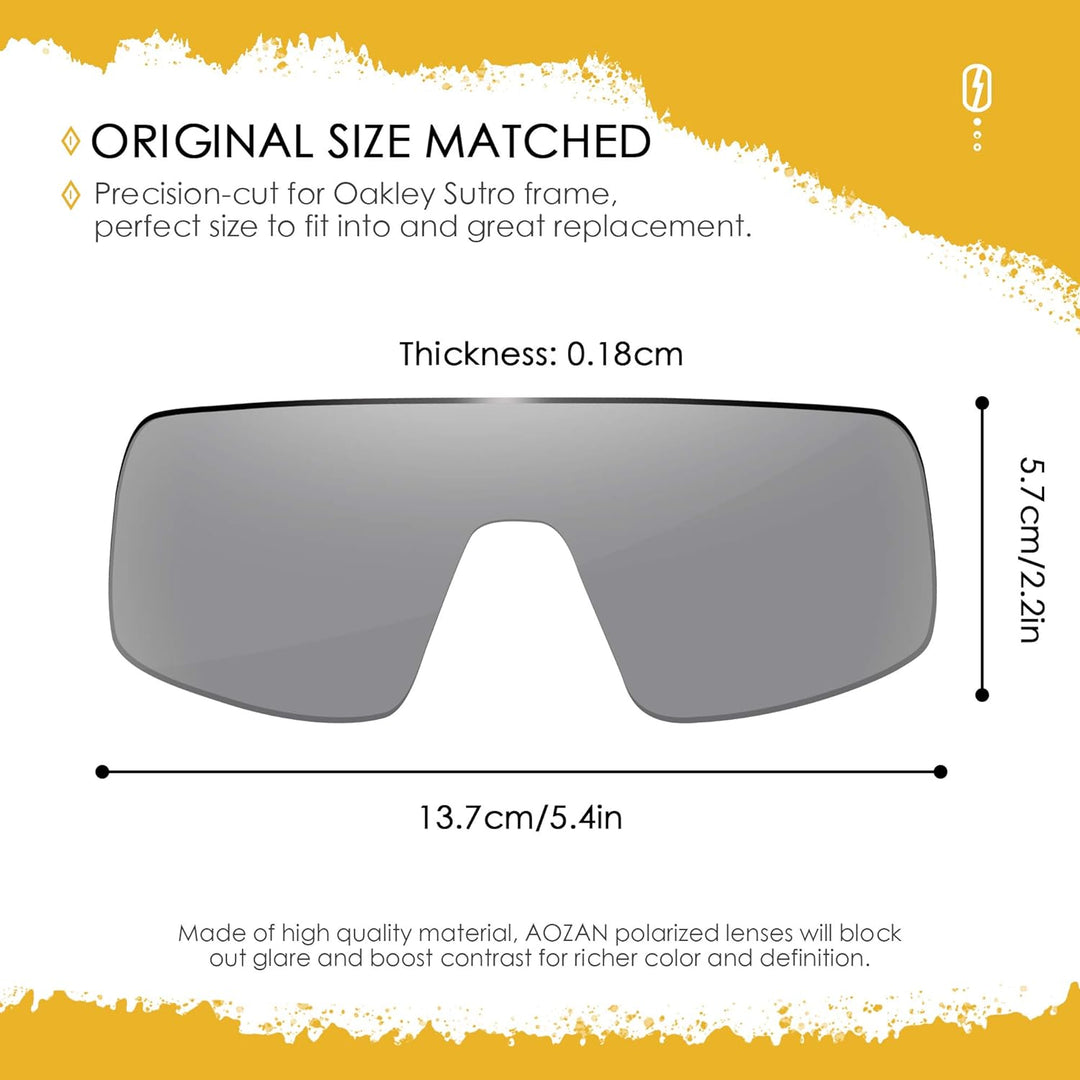 AOZAN ANSI Z87.1 Ersatzgläser kompatibel mit Oakley Sutro OO9406 Sonnenbrille Gainsboro Polarisiert,