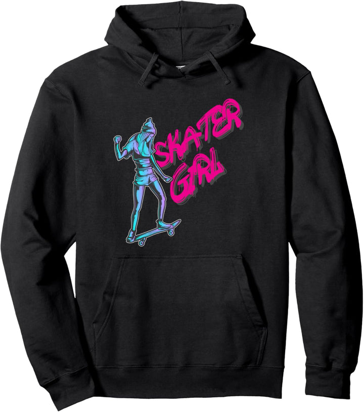 Skater Girl - Skaterin mit Skateboard Pullover Hoodie