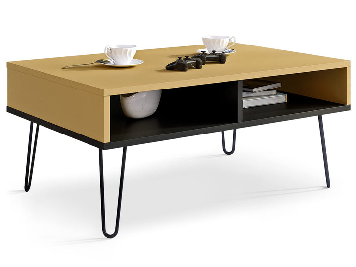 Viosimc Couchtisch Industrial Style Gold, Kaffeetisch, Modernes Möbelstück, Coffee Table für das Woh